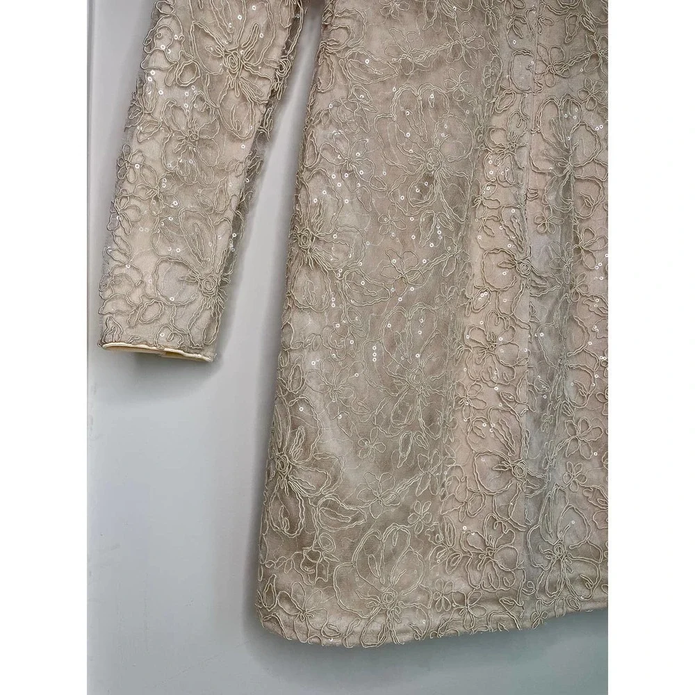 NWT TADASHI SHOJI Plunge Neck Long Sleeve Jacquard Floral Sequin Minidress 6 - Picture 16 of 16